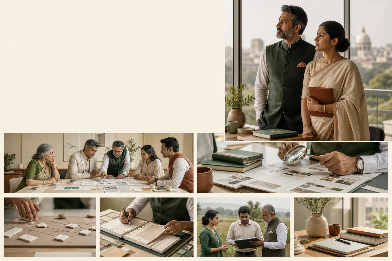 Indian executive reviewing a structured playbook draft at a desk